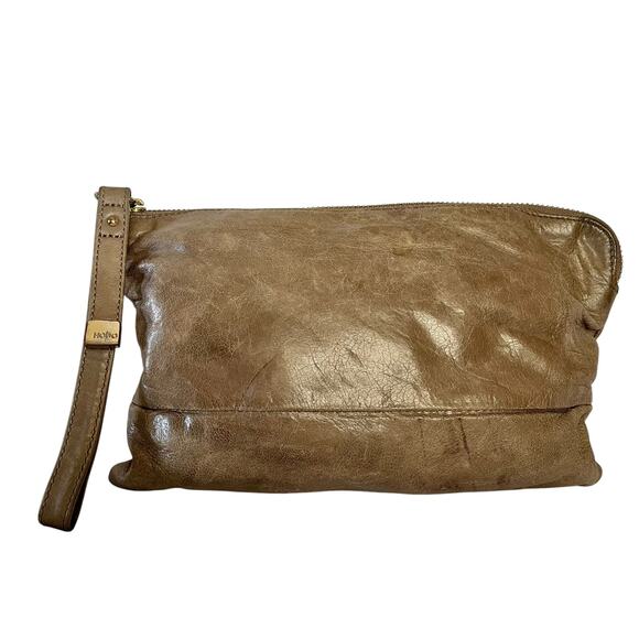 HOBO Handbags - HOBO Light Brown Vintage Leather Slouchy Wristlet Handbag
